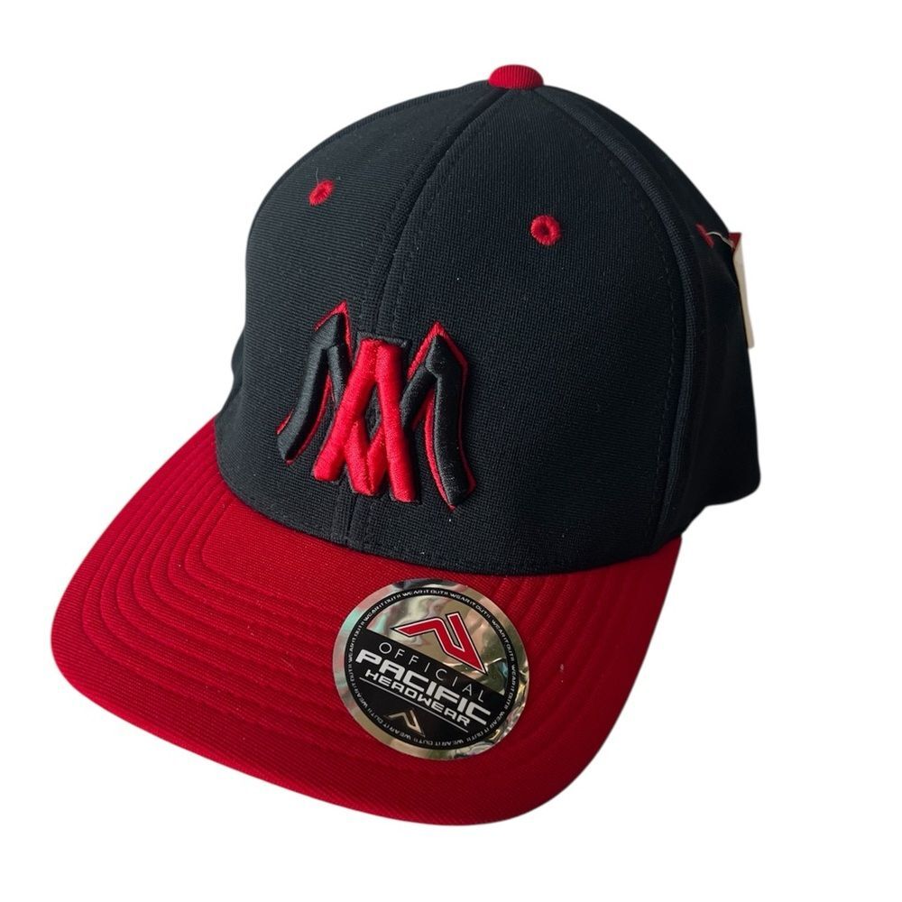 NWT Pacific Headwear Aguilas De Mexicali Black & Red Fitted Hate Mens